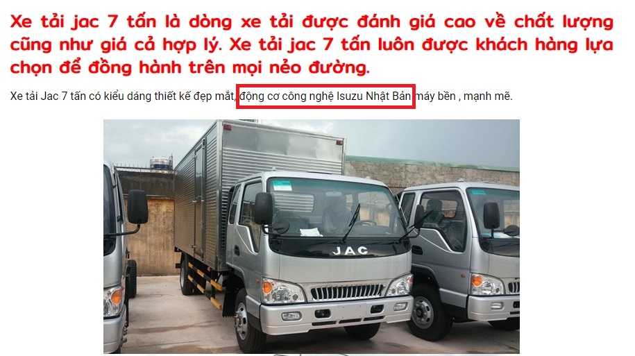 Xe tải Jac (thương hiệu xe tải của Trung Quốc) sử dụng động cơ Isuzu (Nhật Bản)?
