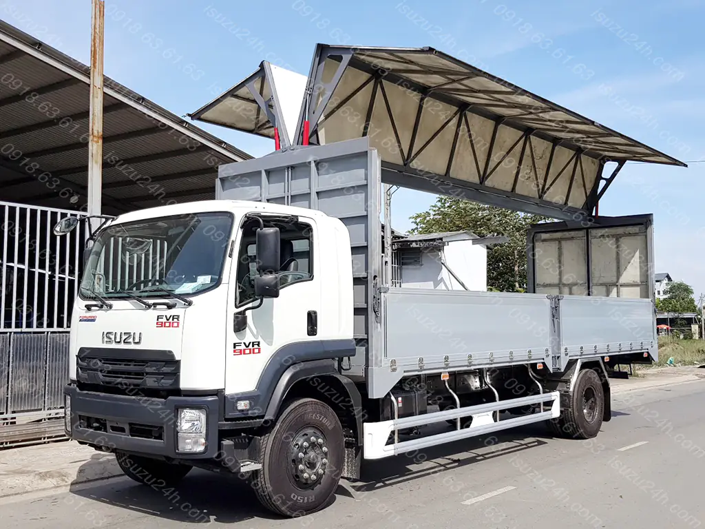 Xe tải Isuzu FVR 900 8 tấn thùng kín cánh dơi thuỷ lực tự hành